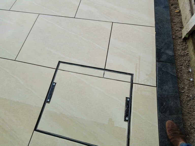 Heritage Paving installed porcelain patio