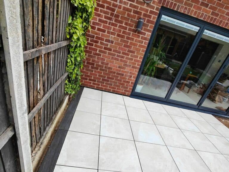 Heritage Paving installed porcelain patio
