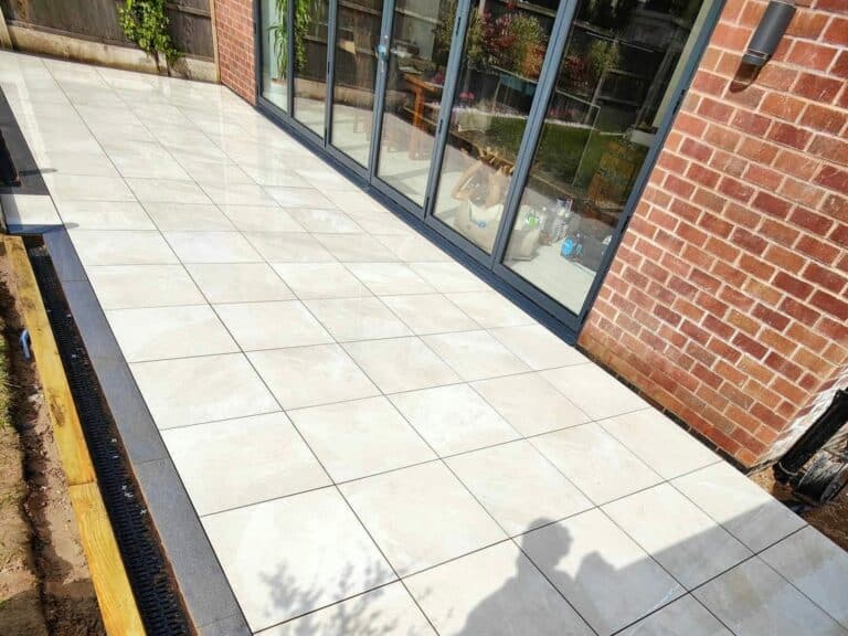 Heritage Paving installed porcelain patio