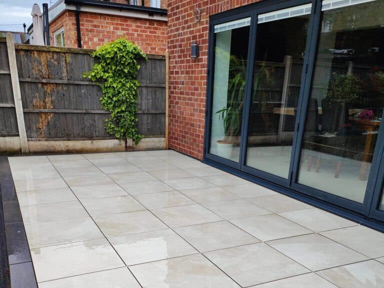 Heritage Paving installed porcelain patio