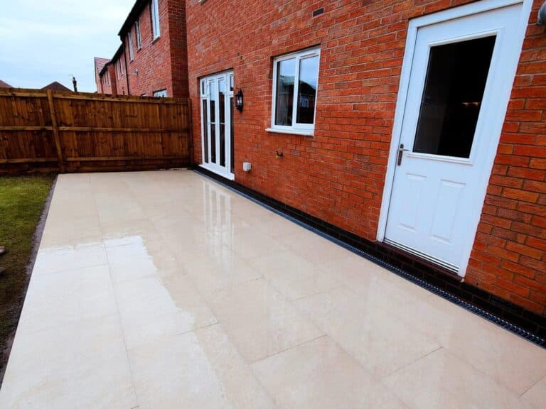 Heritage Paving installed porcelain patio