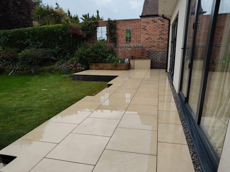 Heritage Paving installed porcelain patio