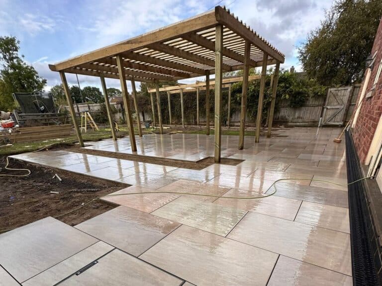 Heritage Paving installed porcelain patio