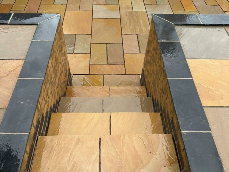Heritage Paving installed sandstone patio