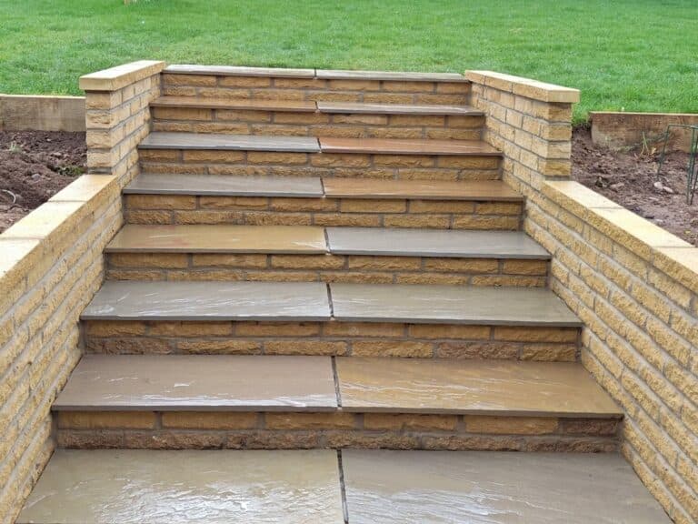 Heritage Paving installed sandstone patio