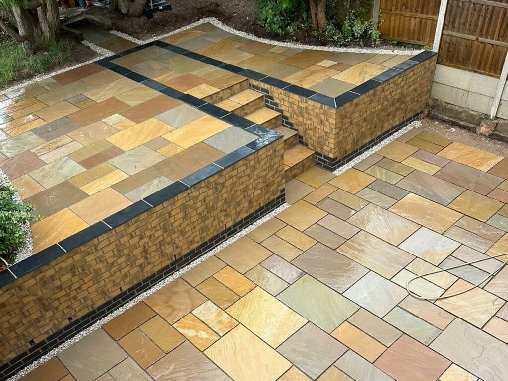 Heritage Paving installed sandstone patio