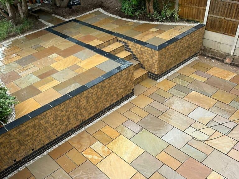 Heritage Paving installed sandstone patio