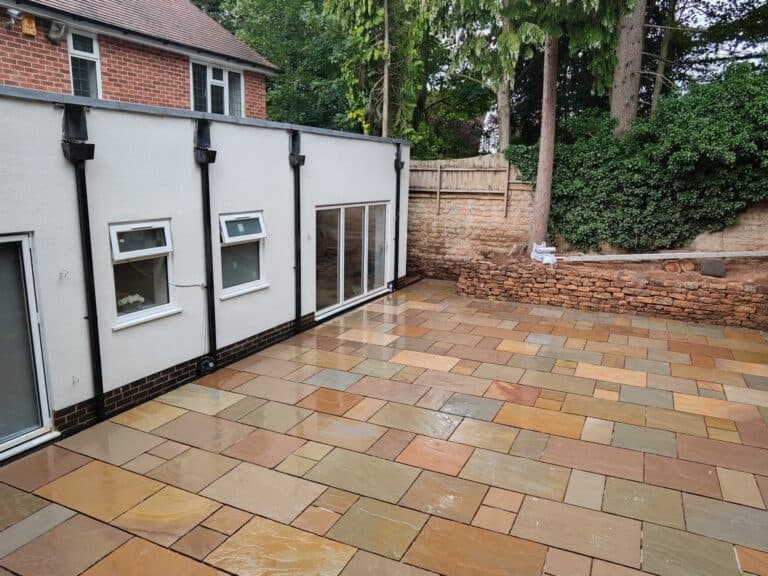 Heritage Paving installed sandstone patio