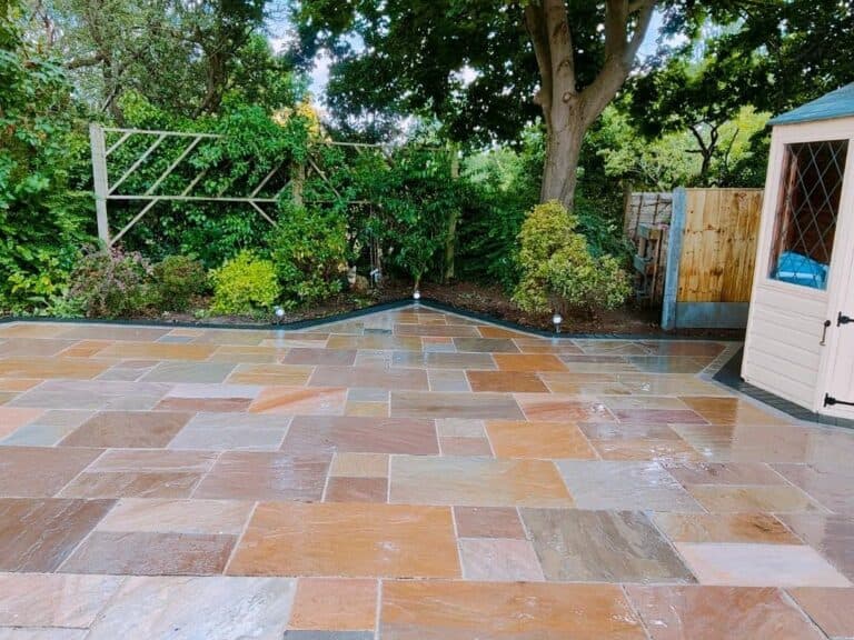 Heritage Paving installed sandstone patio
