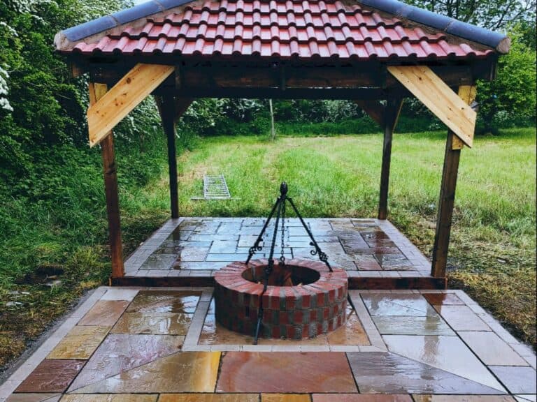 Heritage Paving installed sandstone patio