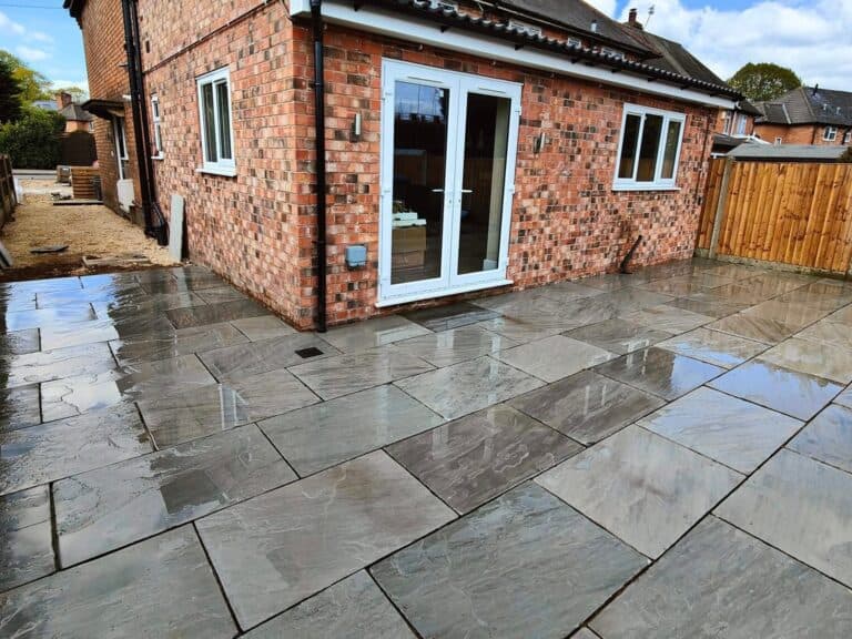 Heritage Paving installed sandstone patio