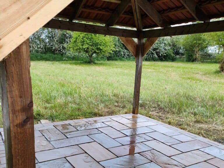 Heritage Paving installed sandstone patio