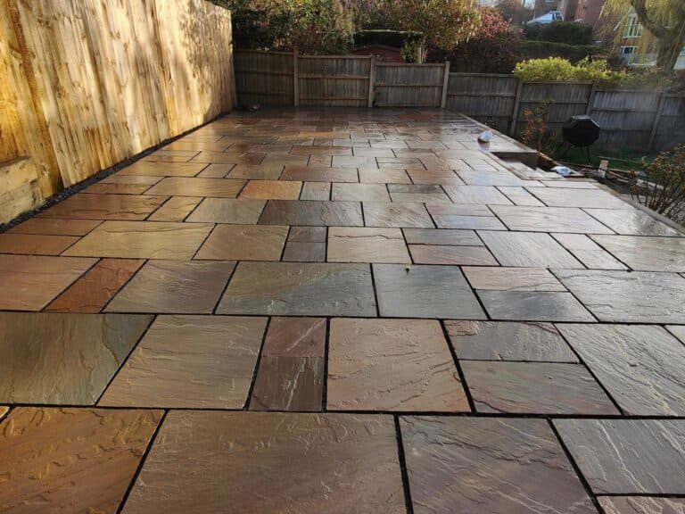 Heritage Paving installed sandstone patio