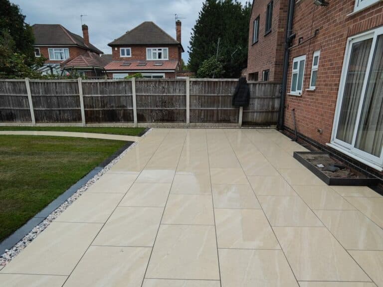 Heritage Paving installed porcelain patio